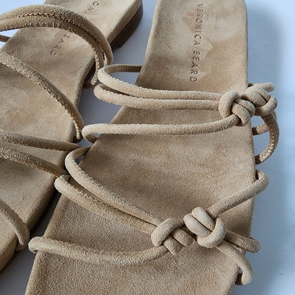 Veronica Beard suede nude comfy sandal knotted straps Size 6.5 New - Picture 3 of 9